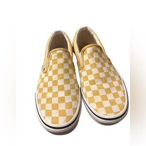 Vans Slip-On Checkerboard Sneakers in Yellow and White
